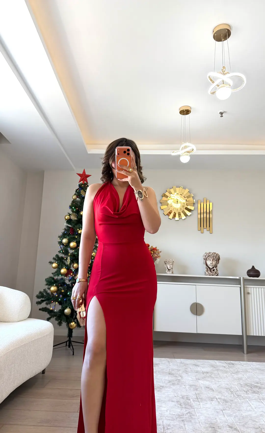 Mysa Yırtmaçlı Maxi Elbise - KIRMIZI