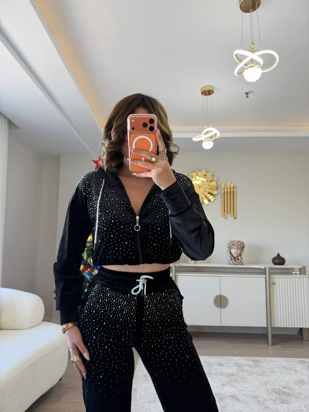 Sava Kadife Taş İşlemeli Takım 