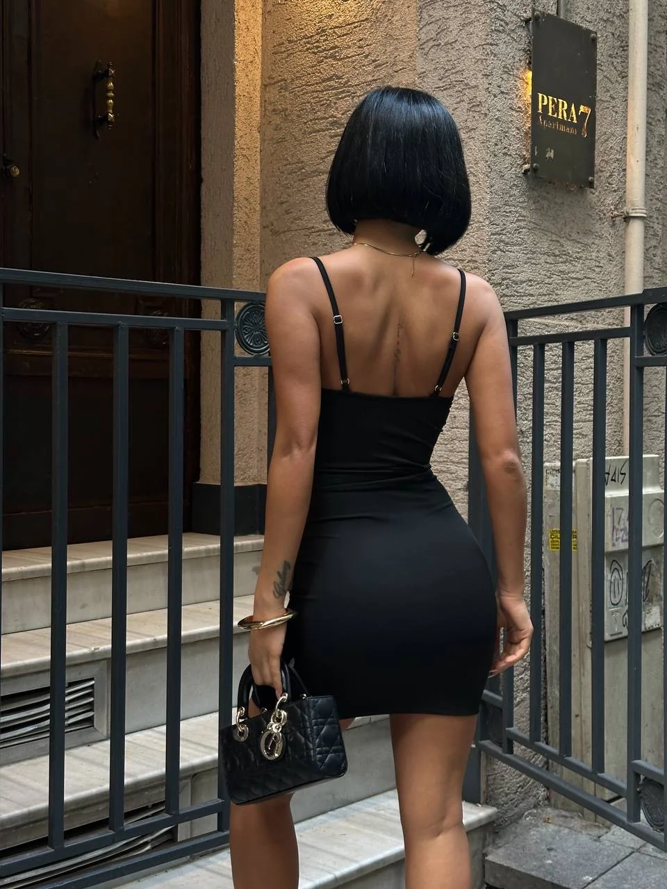 Fleur Gögüs İp Detaylı Mini Elbise