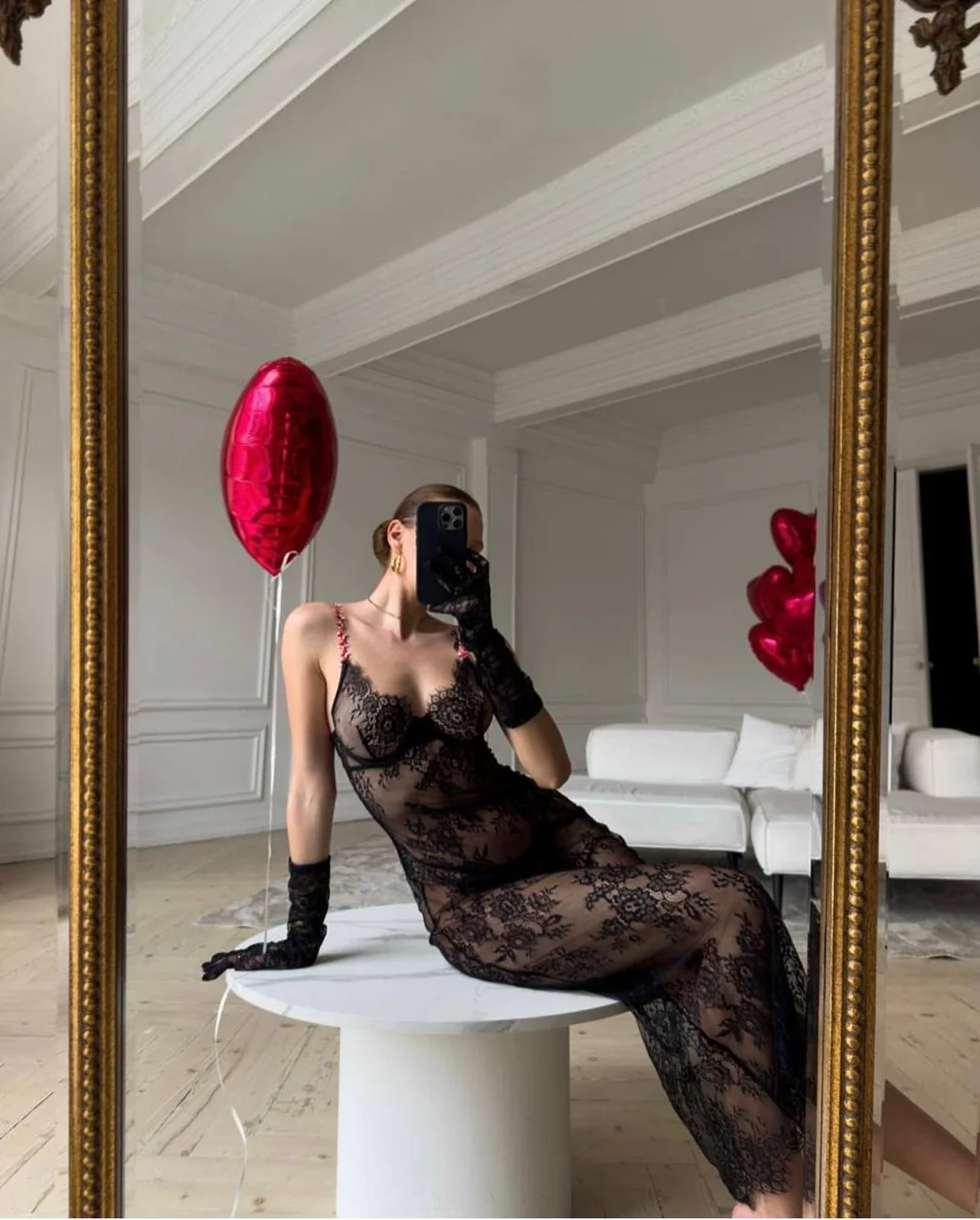 SweetSin Askı Detaylı 3 Lü Takım ( eldiven ve tanga hediyeli )