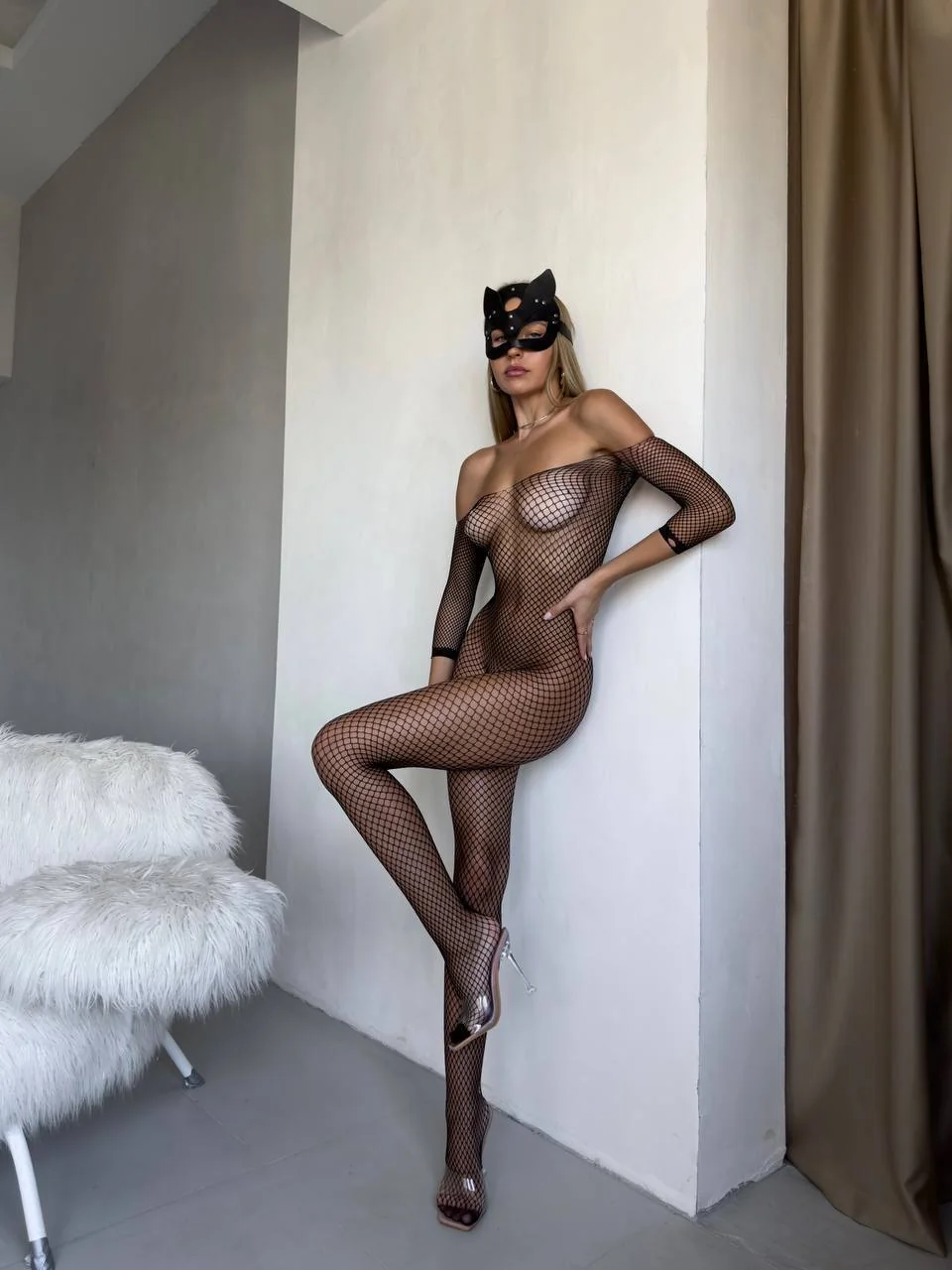 Velure Fileli Vücut Çorabı