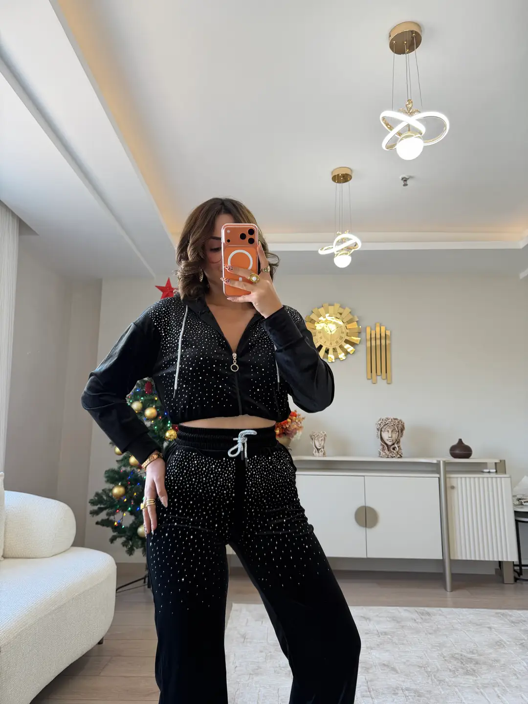 Sava Kadife Taş İşlemeli Takım 