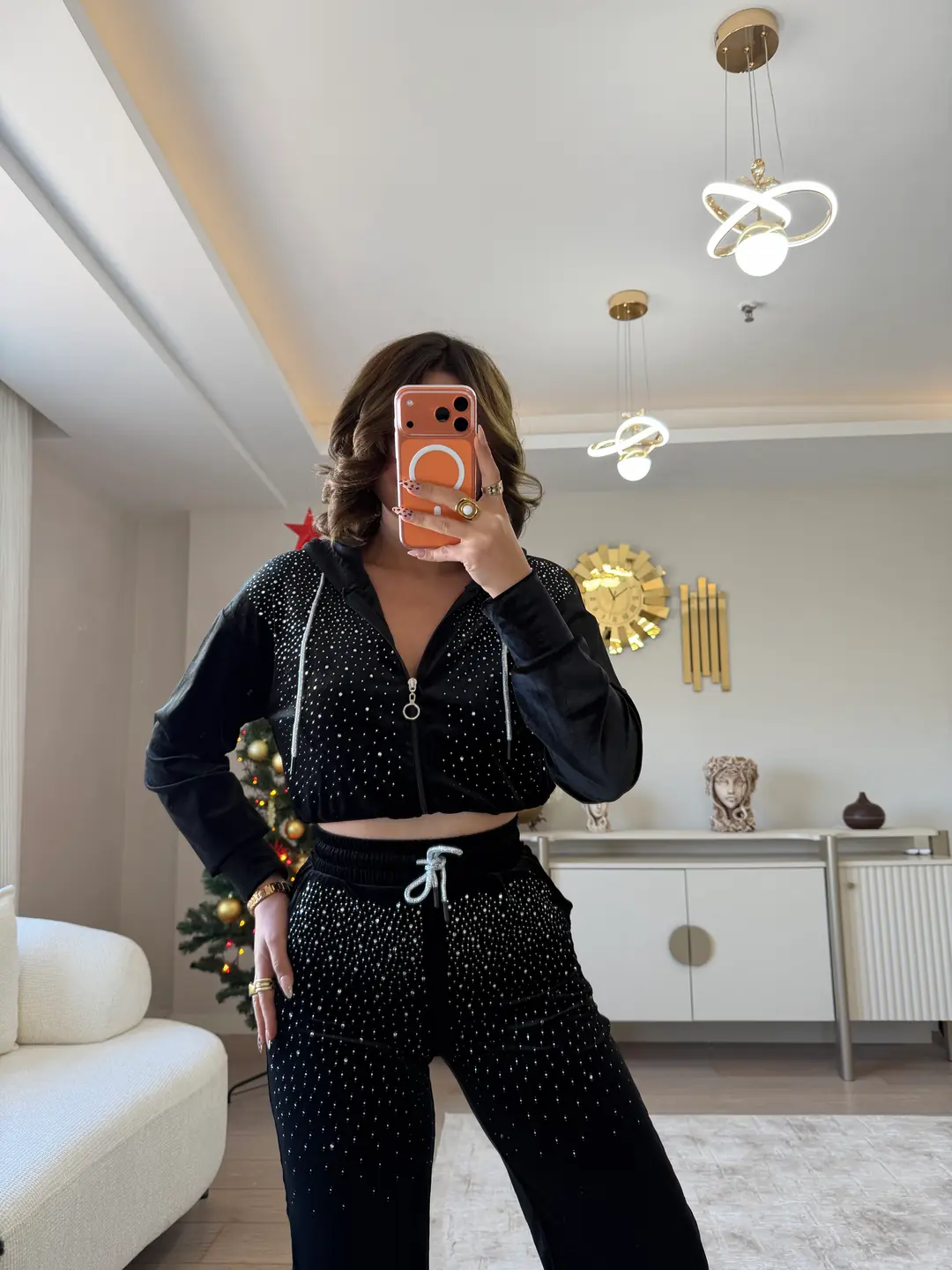 Sava Kadife Taş İşlemeli Takım 