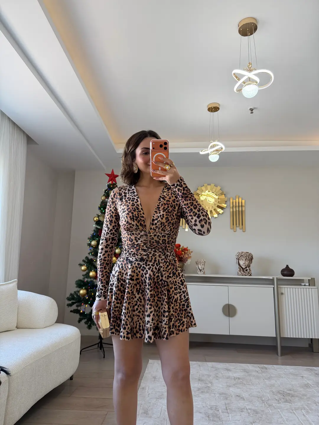 Silky Drapeli Elbise ( İçi Şortlu) - LEOPAR