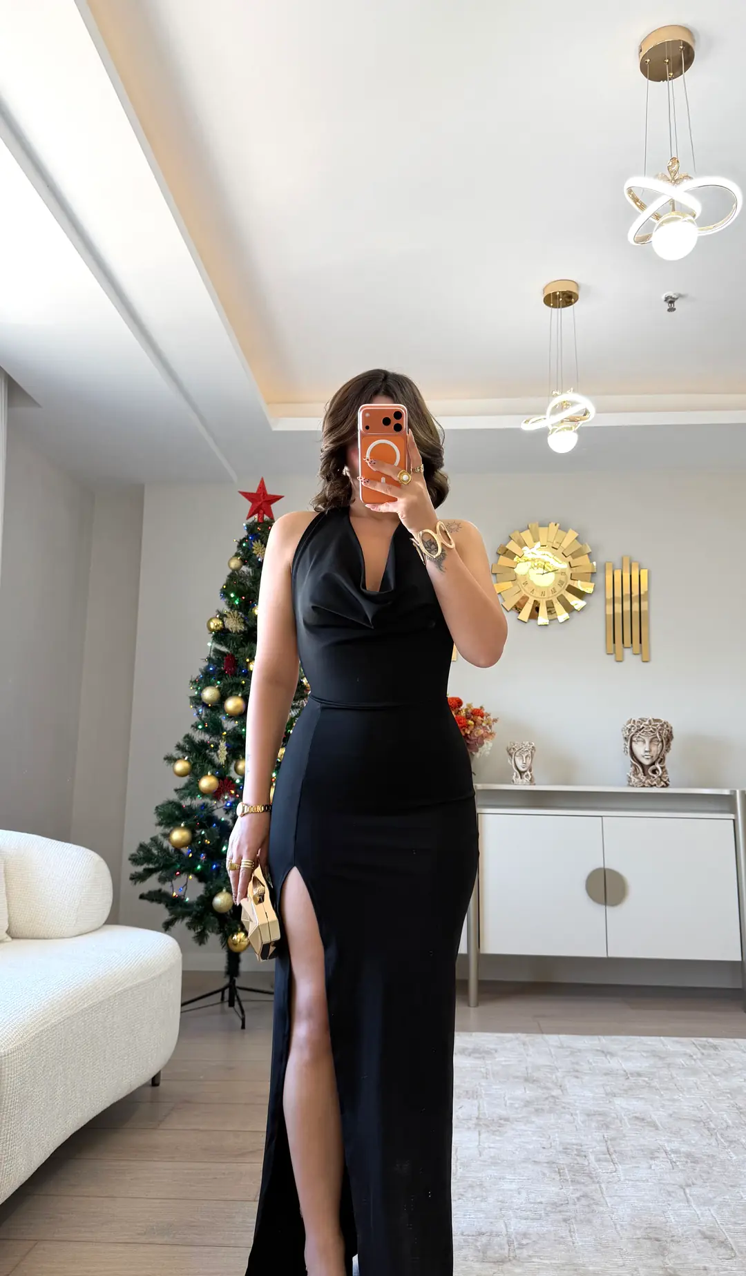 Mysa Yırtmaçlı Maxi Elbise - SİYAH