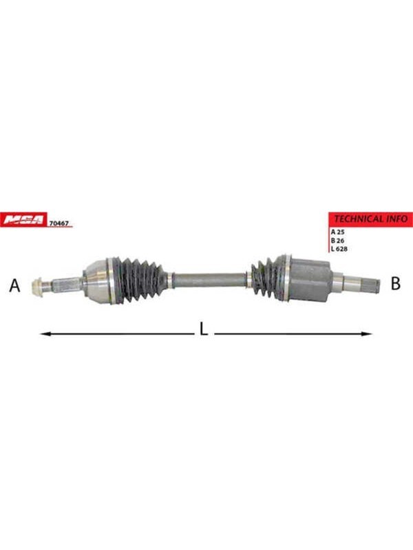 Komple Aks Sol Ön Ford Transit Connect 1.8 Tdcı 75 Hp Uzunluk 628Mm 2002-2013