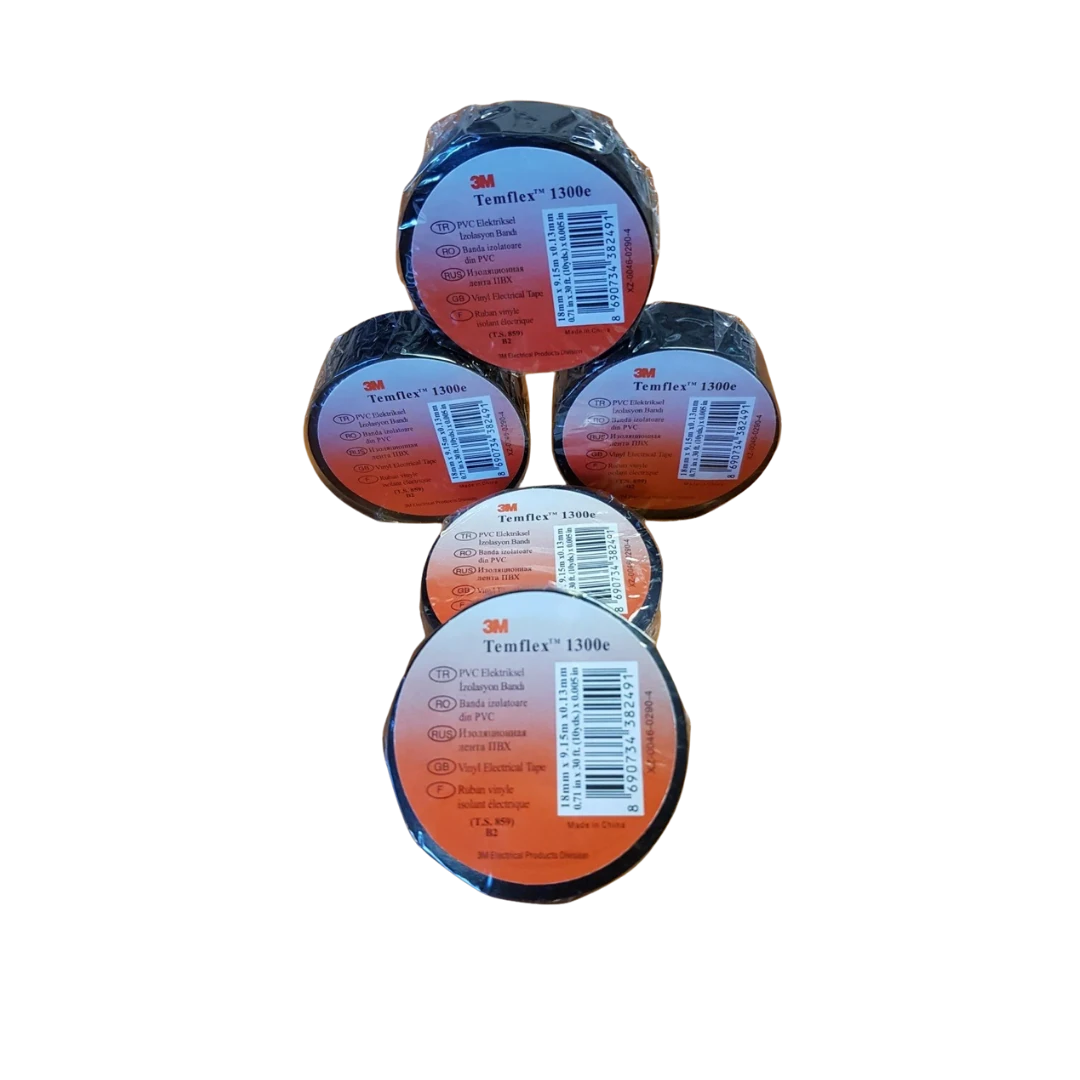 Siyah Elektrik İzole Bandı 18mm 100 Adet | Esnek, Dayanıklı ve Güçlü Yapışkanlı Bant Seti