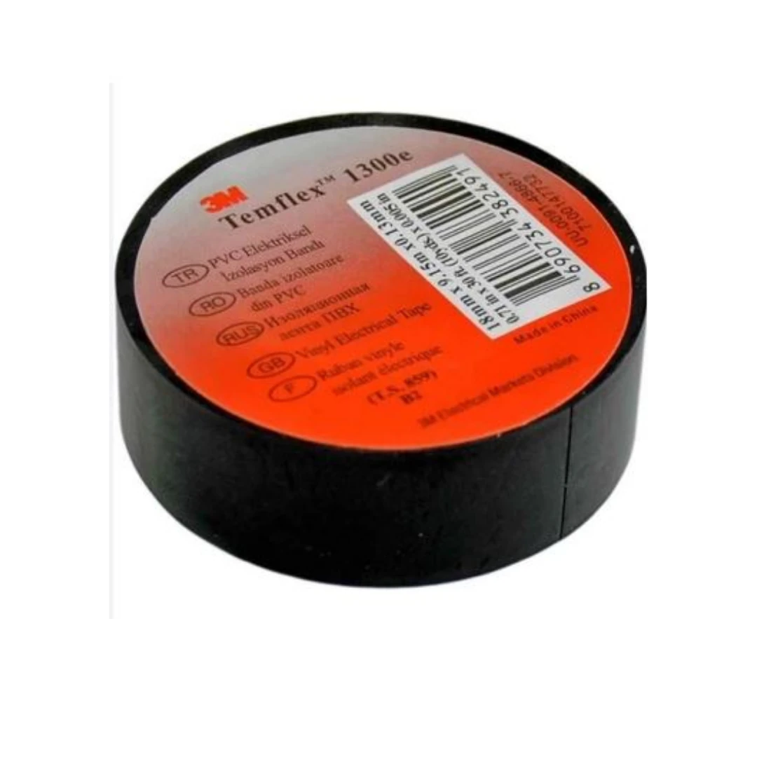 Siyah Elektrik İzole Bandı 18mm 100 Adet | Esnek, Dayanıklı ve Güçlü Yapışkanlı Bant Seti