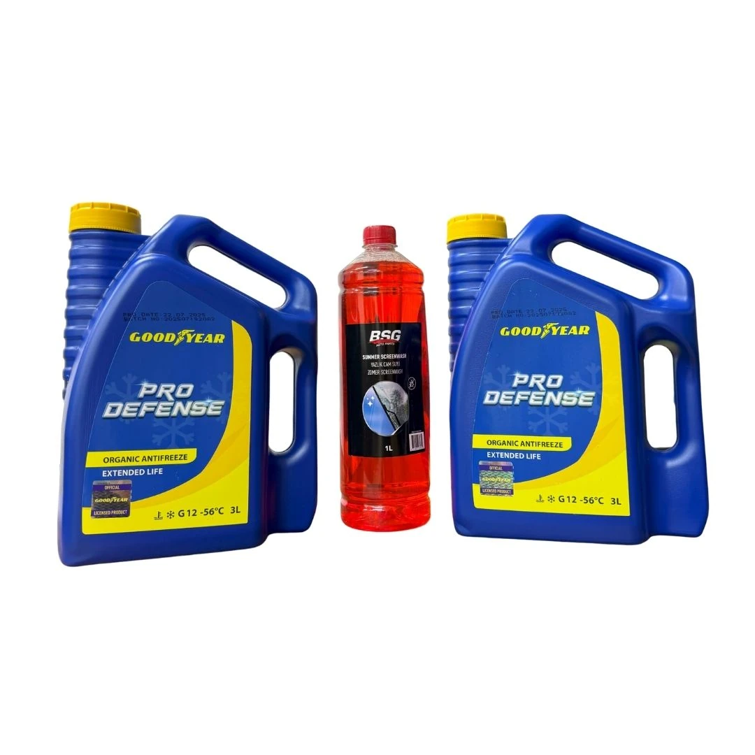 2 Adet Antifriz Kırmızı Organik -56° 3 Lt + Cam Suyu 1 Lt Konsantre Araç Bakım Seti