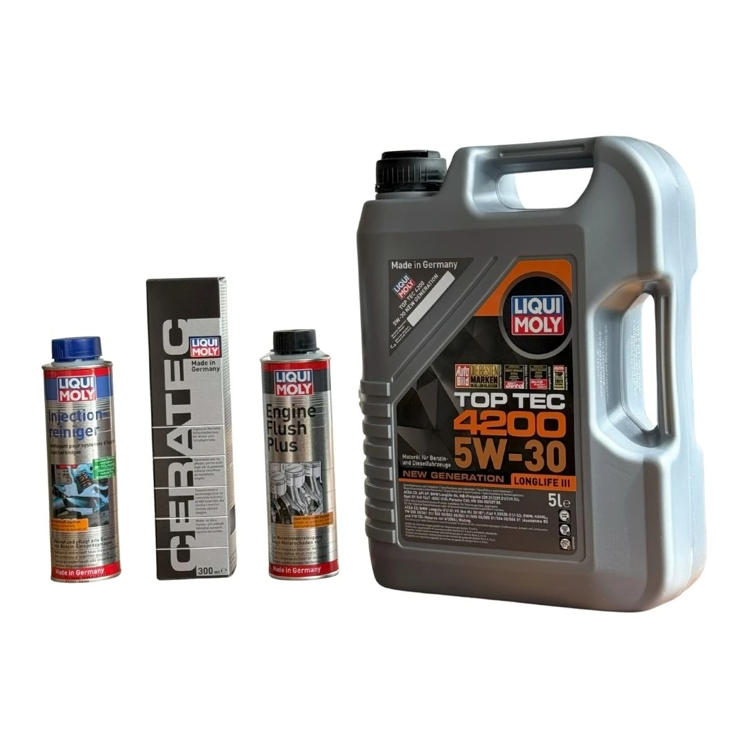 Liqui Moly Bakım Seti 5W30 Motor Yağı + Motor İçi Temizleyici + Cera Tec Katkı + Enjektör Temizleyici