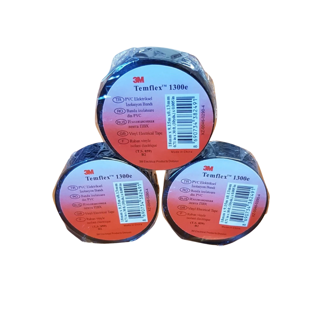 Siyah Elektrik İzole Bandı 18mm 100 Adet | Esnek, Dayanıklı ve Güçlü Yapışkanlı Bant Seti