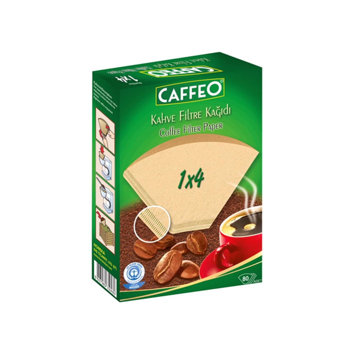 Kahve Filtre Kağıdı Caffeo 1x4 80 Adet (Doğal Kağıt)