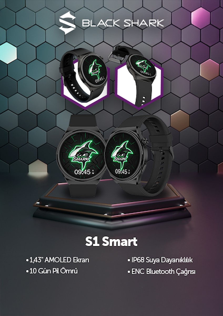 Black Shark S1 Akıllı Saat Black (Black Shark Türkiye Garantili)