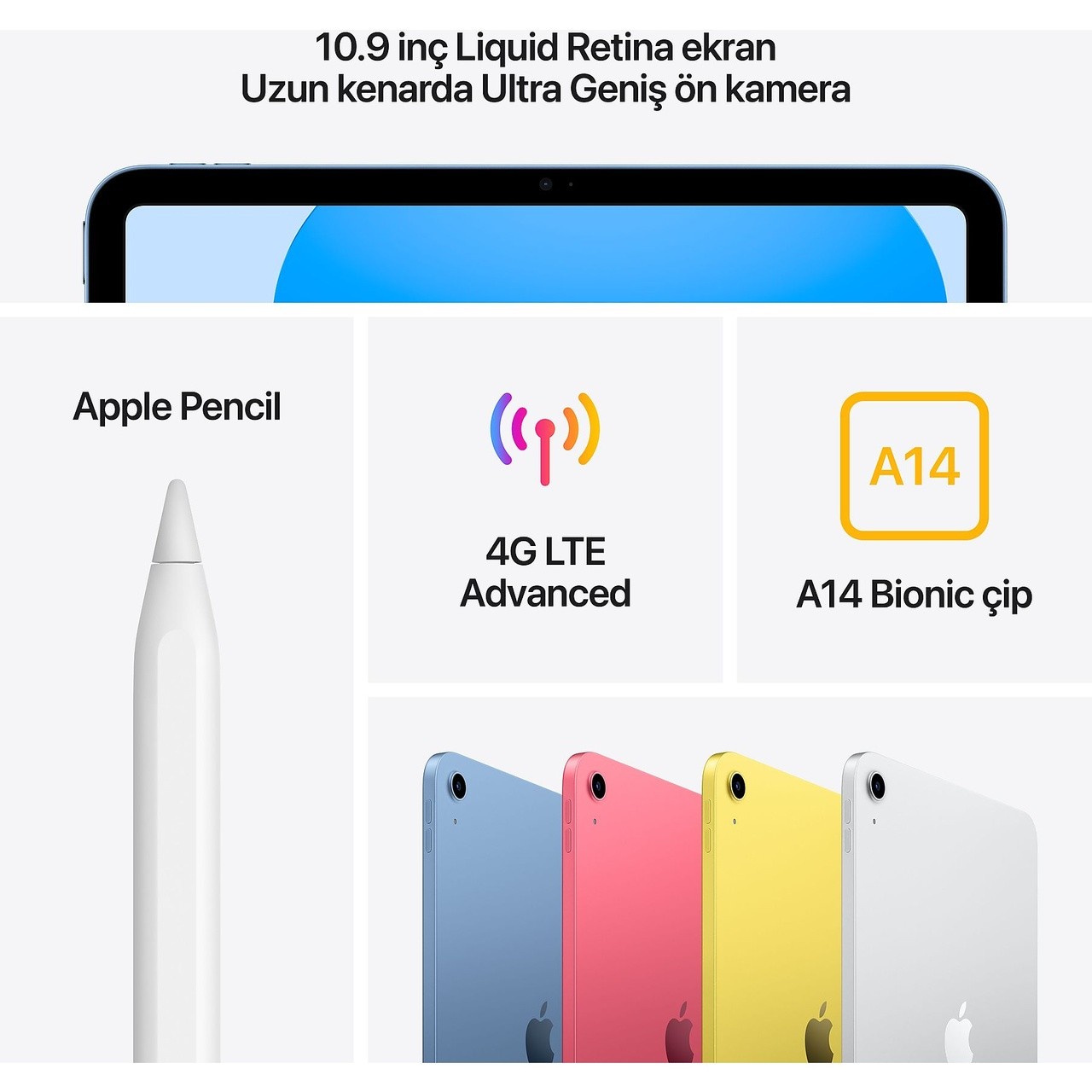 Apple iPad 10.Nesil MCML4TU/A Wi-Fi + Cellular 64 GB 10.9" Tablet Sarı