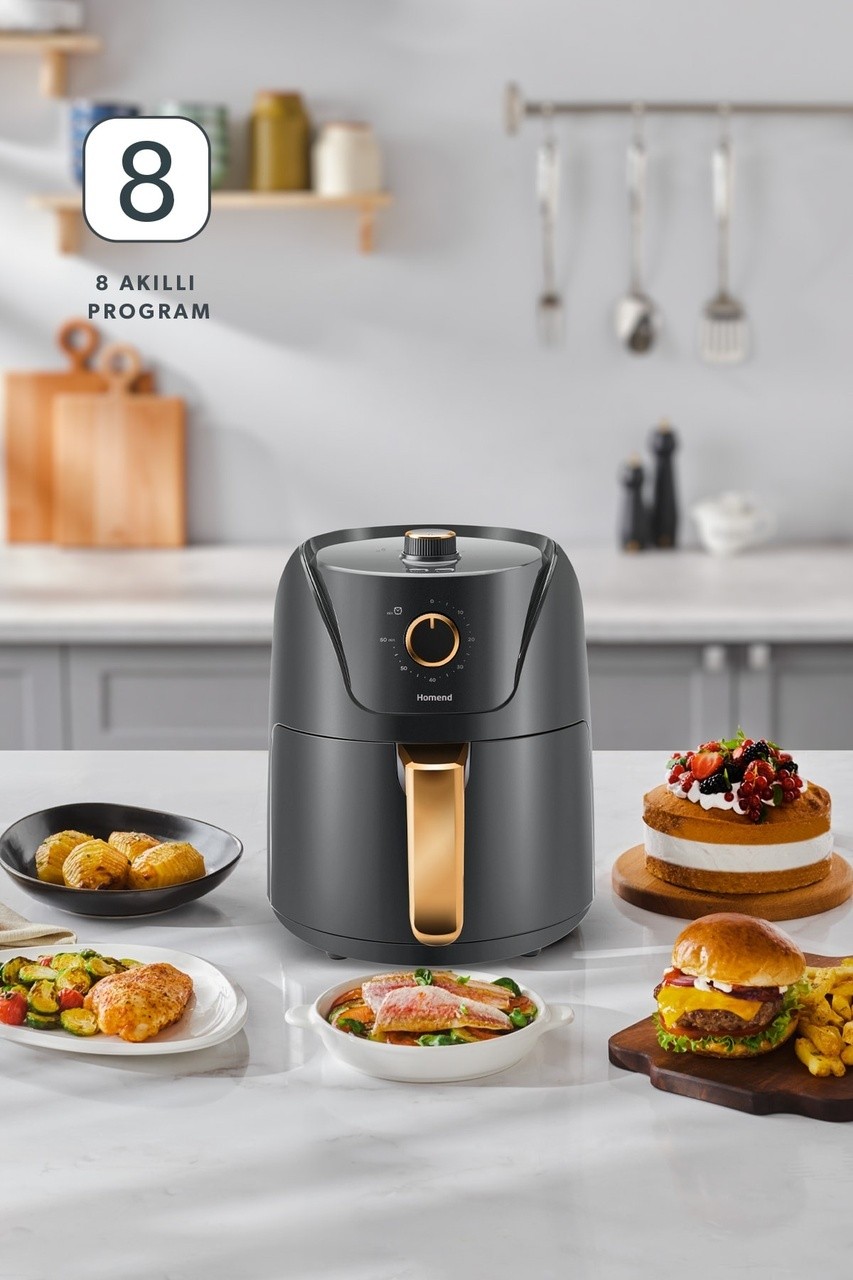 Homend Airfryday 2505H 8 Farklı Programlı, Yağsız Fritöz 4.3 L Airfryer Antrasit