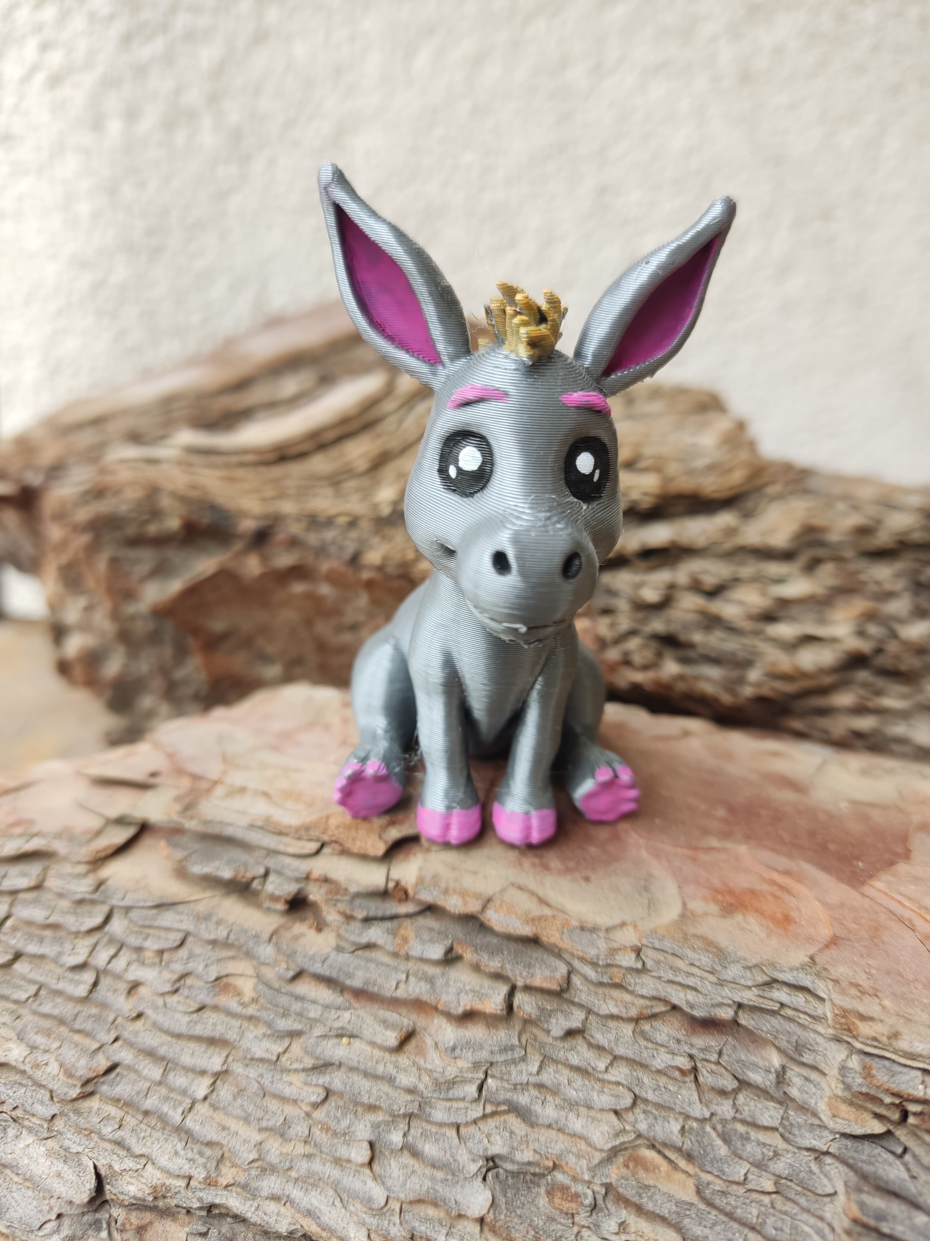 3D El Boyama Sevimli Gri Eşek Figürü - Eğlenceli Karakter Tasarımı, Dekoratif & Koleksiyonluk Obje