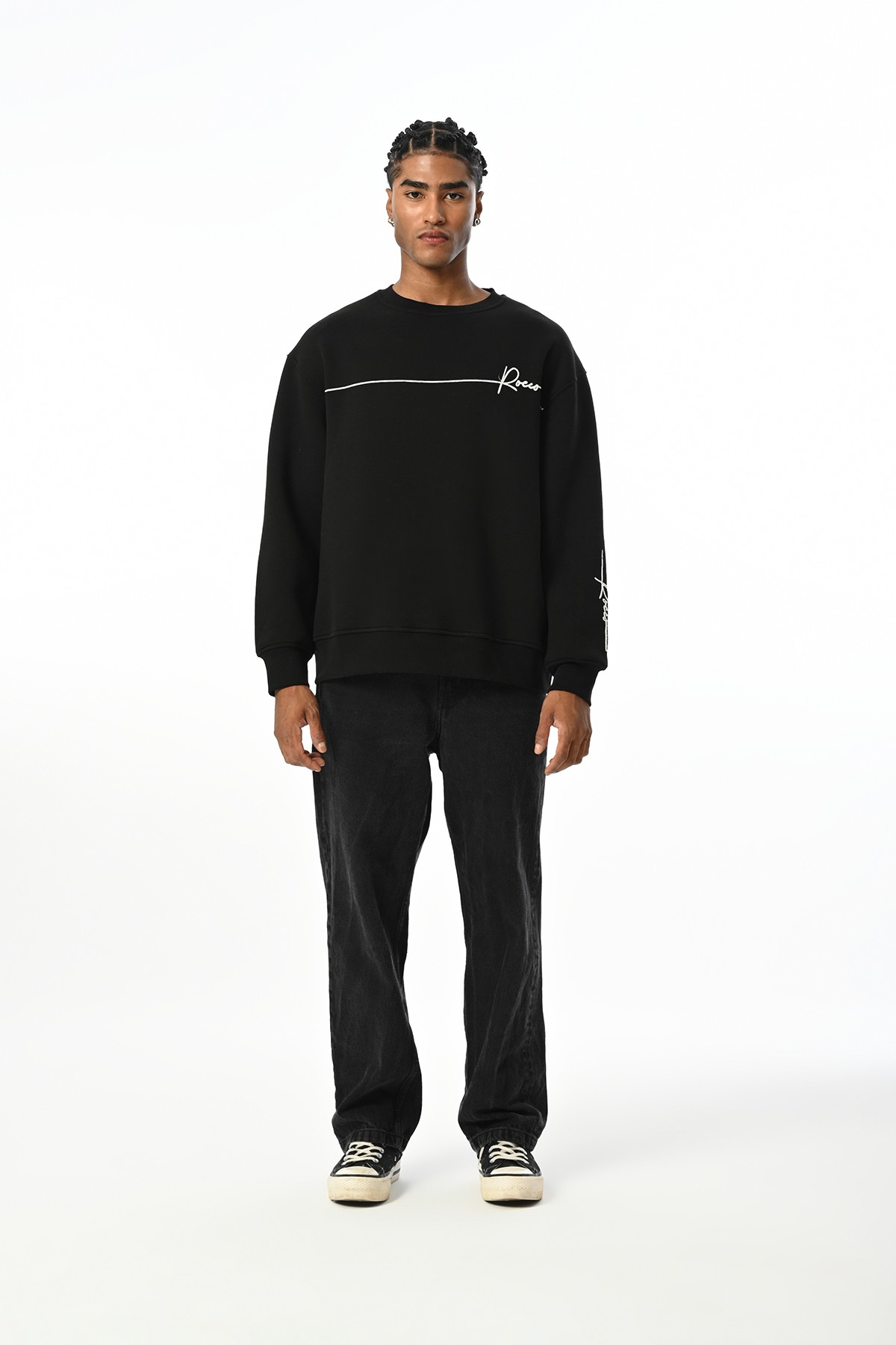 Bisiklet Yaka Sweatshirt - siyah