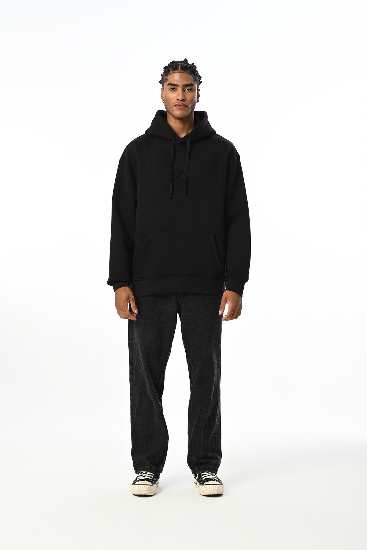 Bisiklet Yaka Sweatshirt - siyah