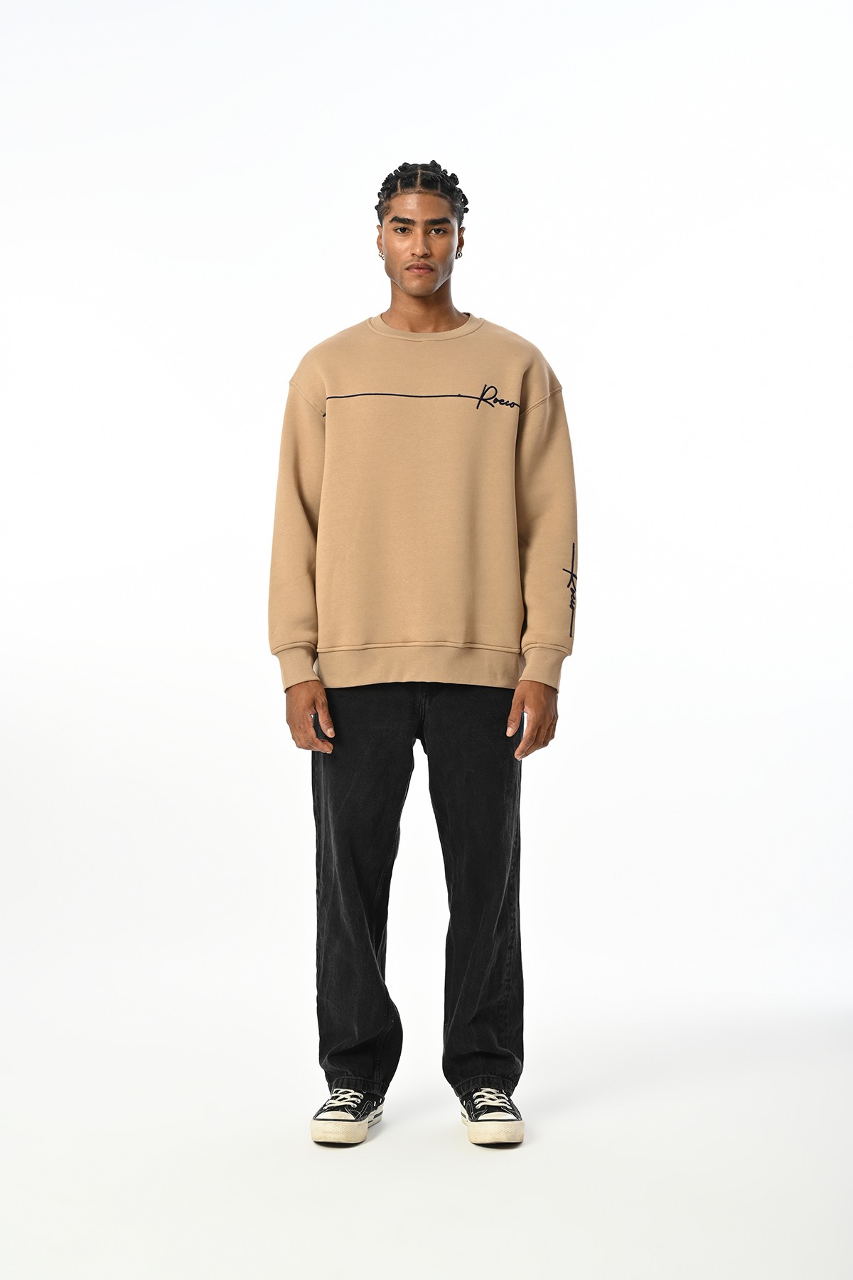 Bisiklet Yaka Sweatshirt - krem