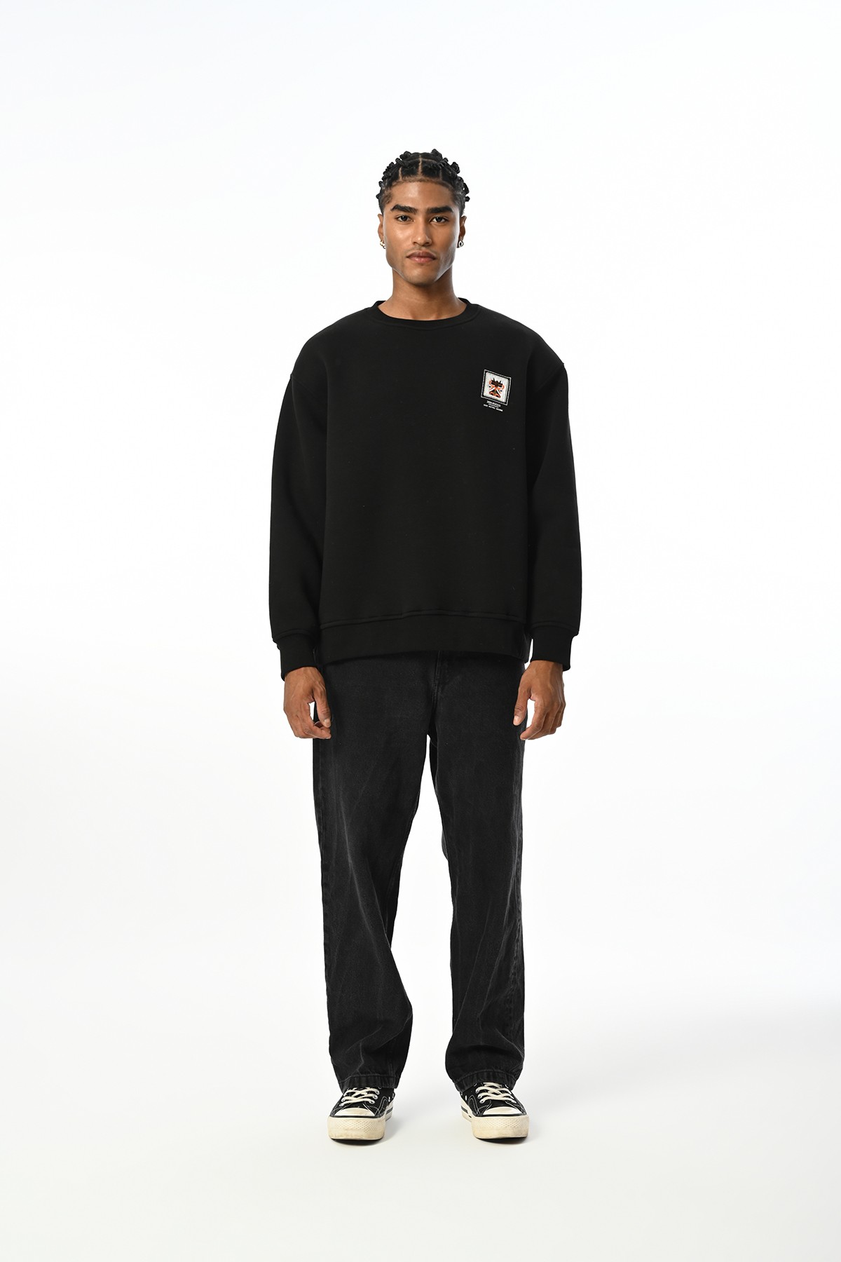 Bisiklet Yaka Sweatshirt - Siyah