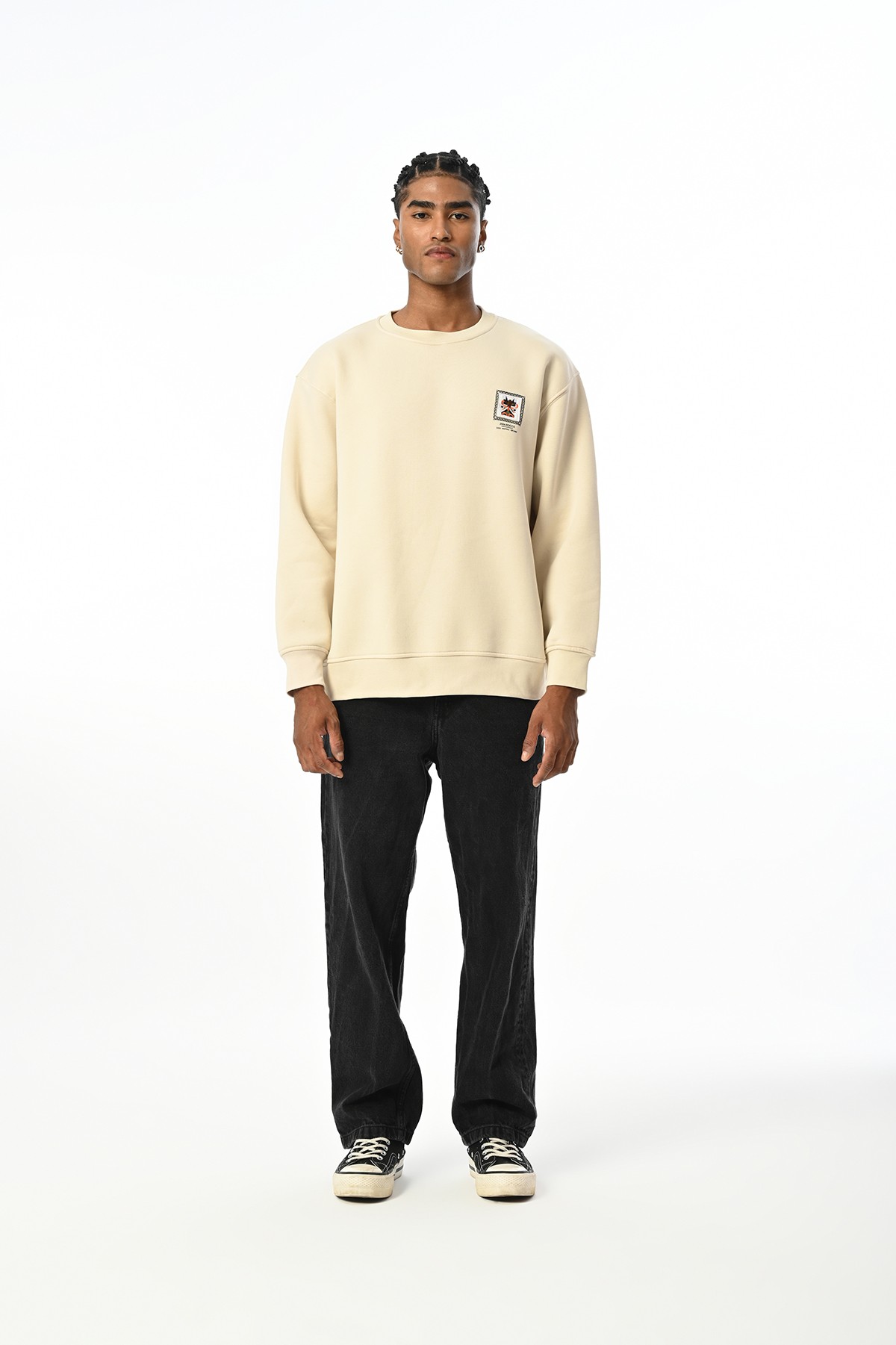 Bisiklet Yaka Sweatshirt - Bej