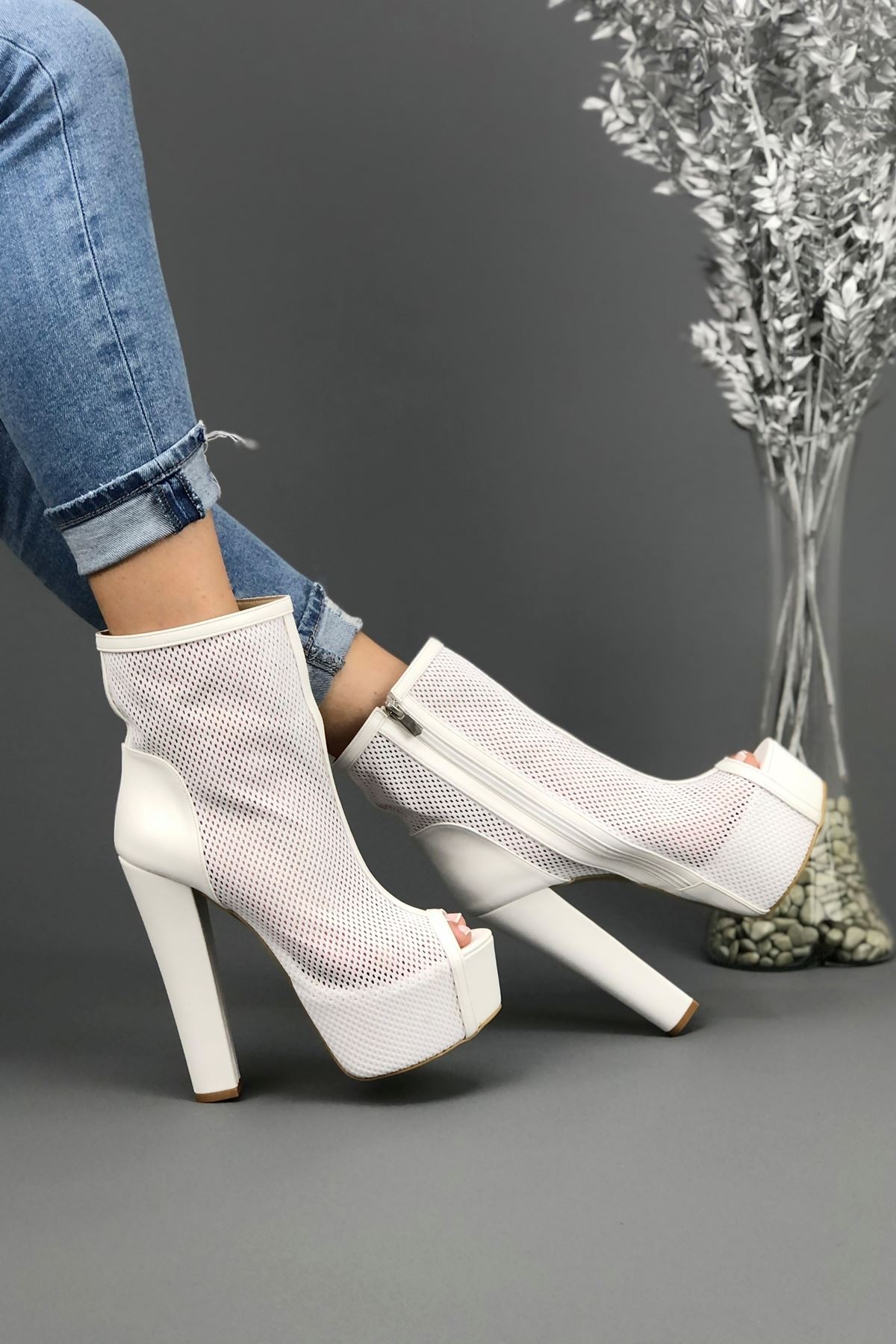 Beyaz Yoko File Kadın Platform Ayakkabı