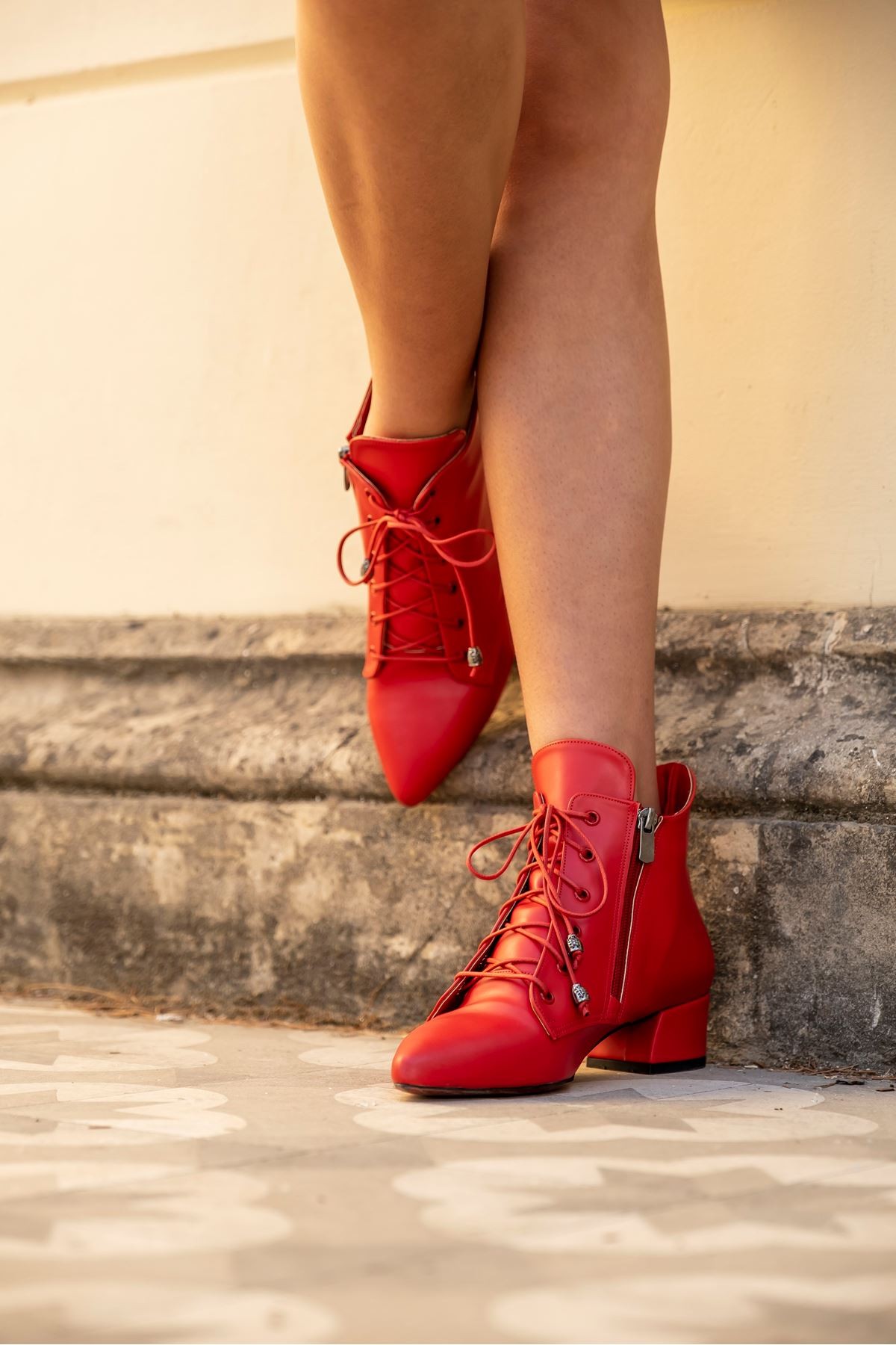 Kırmızı Tasarım Alçak Topuklu Kadın Ayakkabı Marea