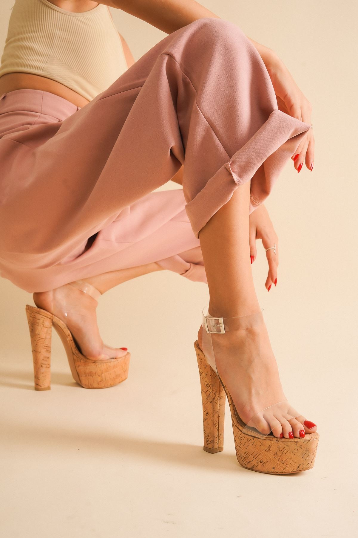 Mantar Şeffaf Yüksek Topuklu Ayakkabı Lios