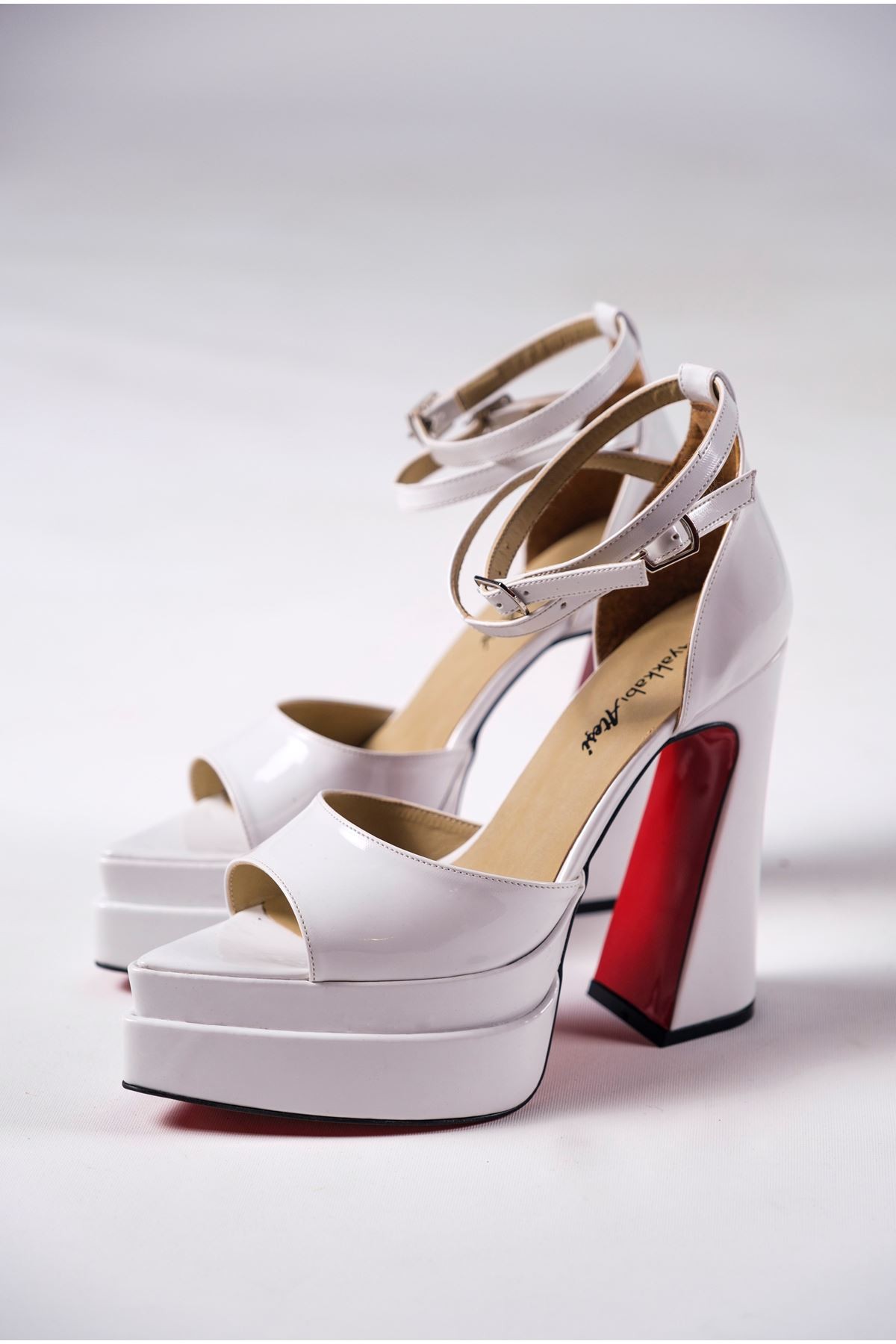 Beyaz Çift Platform Özel Tasarım Kadın Ayakkabı Otto