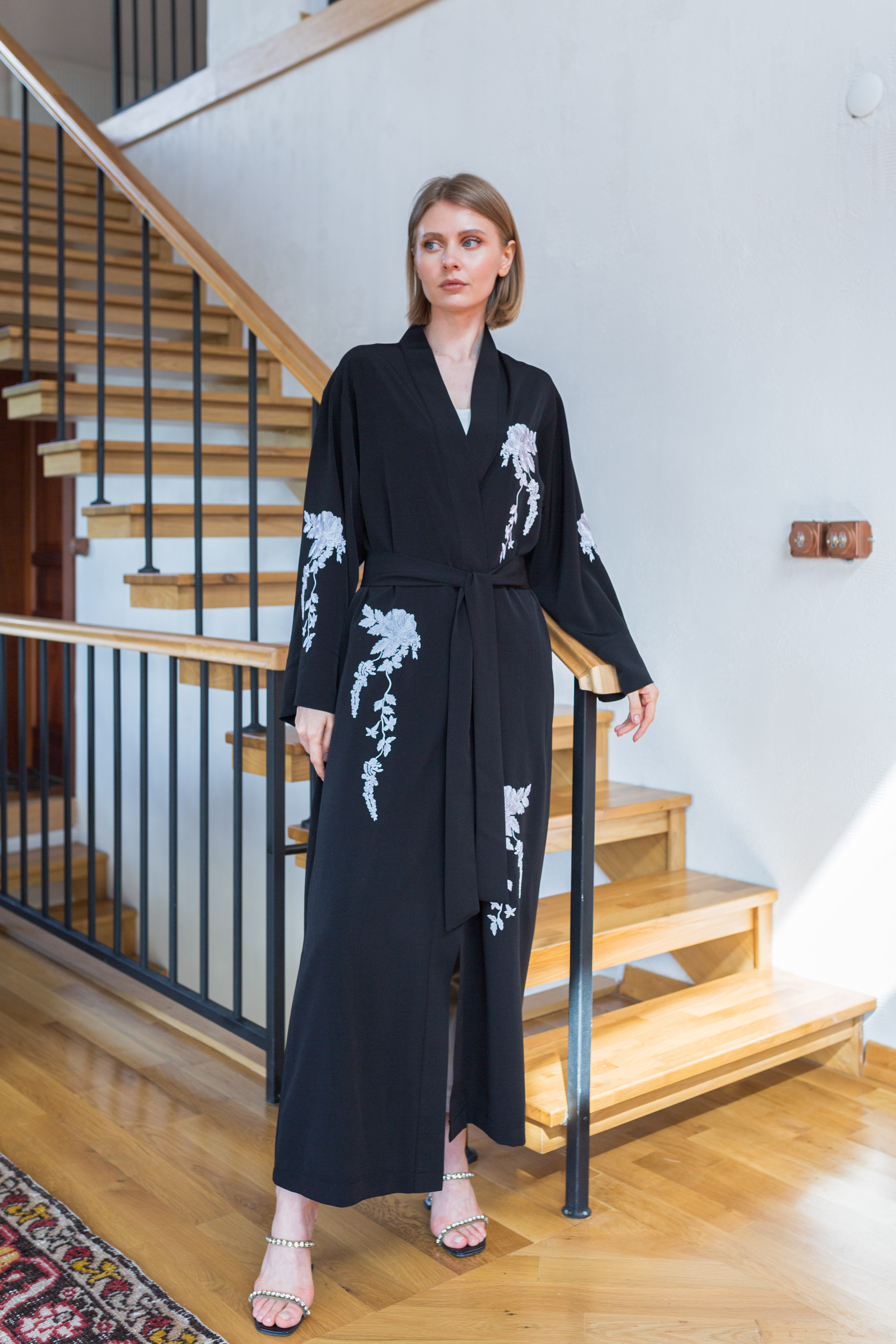 Nakışlı Kimono Siyah