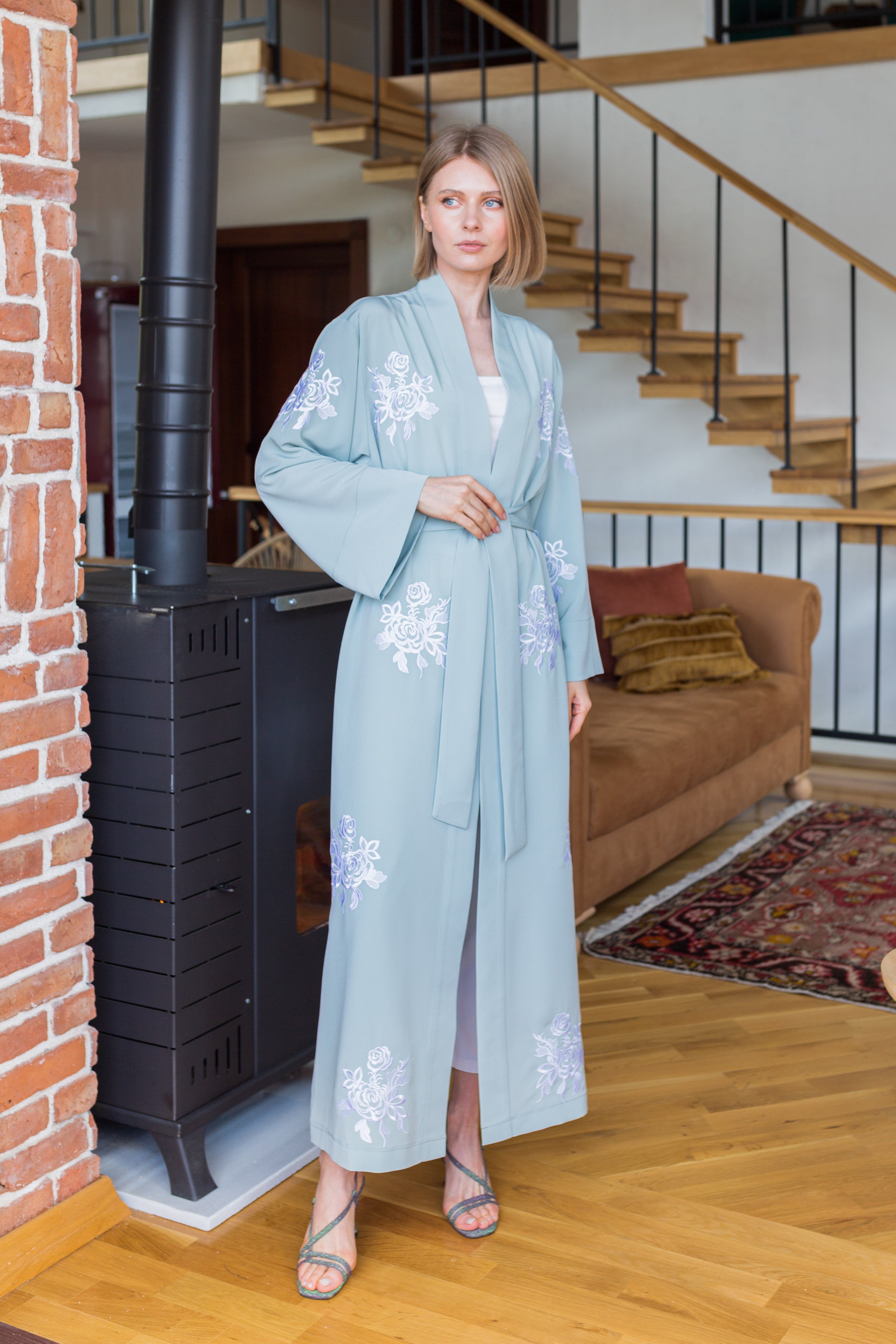 Nakışlı Kimono Mint