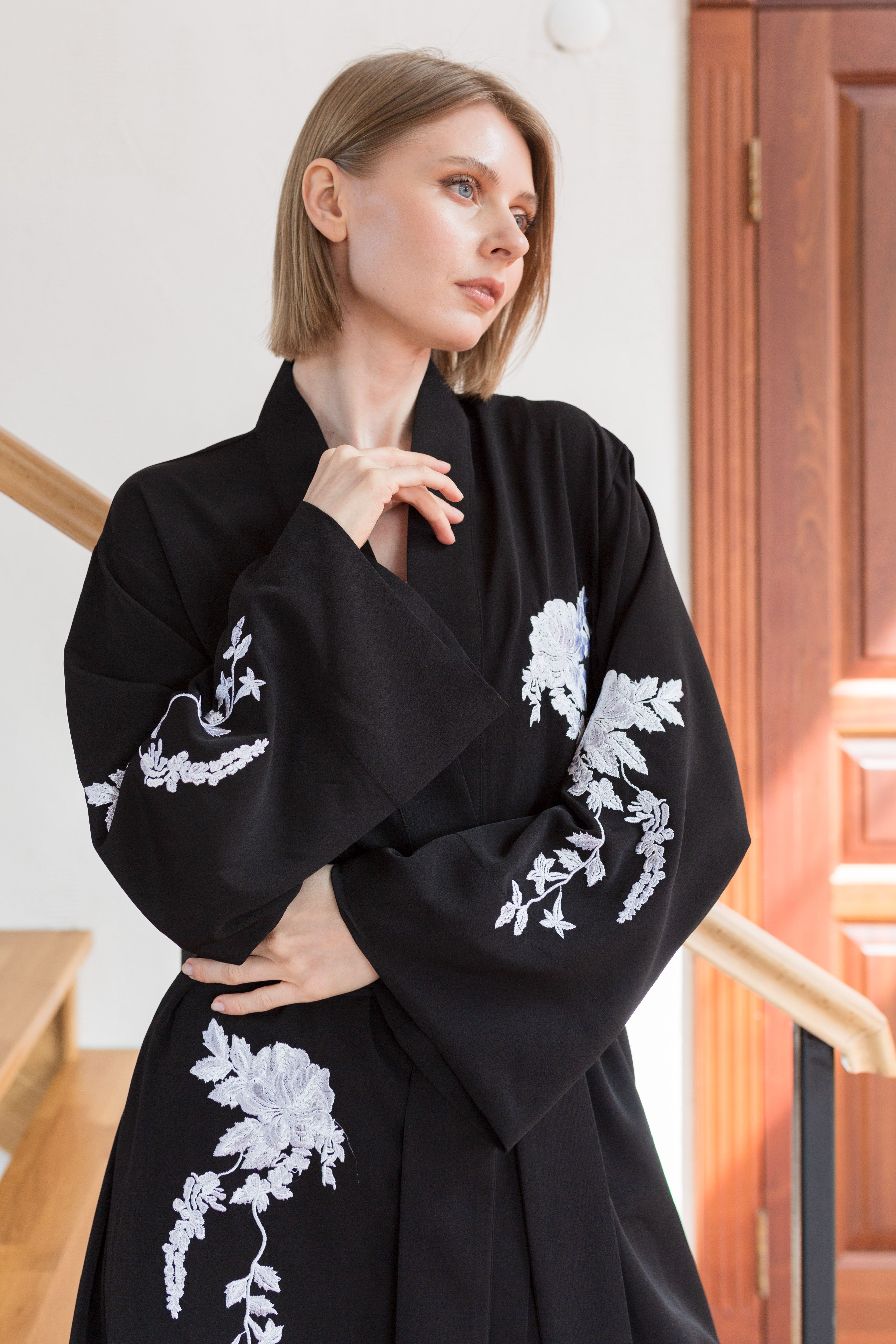 Nakışlı Kimono Siyah
