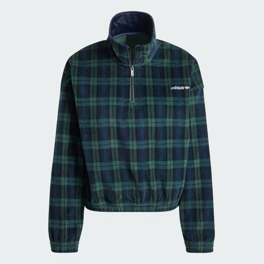 Adidas Corduroy Tartan Kadın Yarım Fermuarlı Sweatshirt IX1054