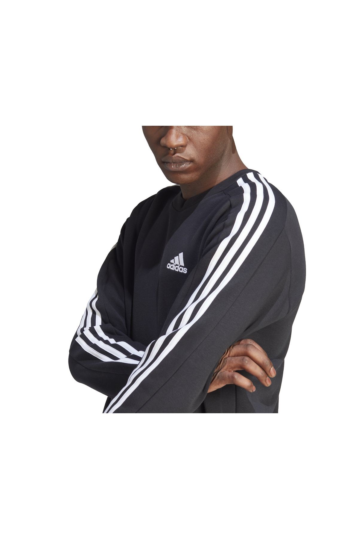 Essentials Fleece 3-Stripes Erkek Günlük Sweatshirt IB4027 Siyah