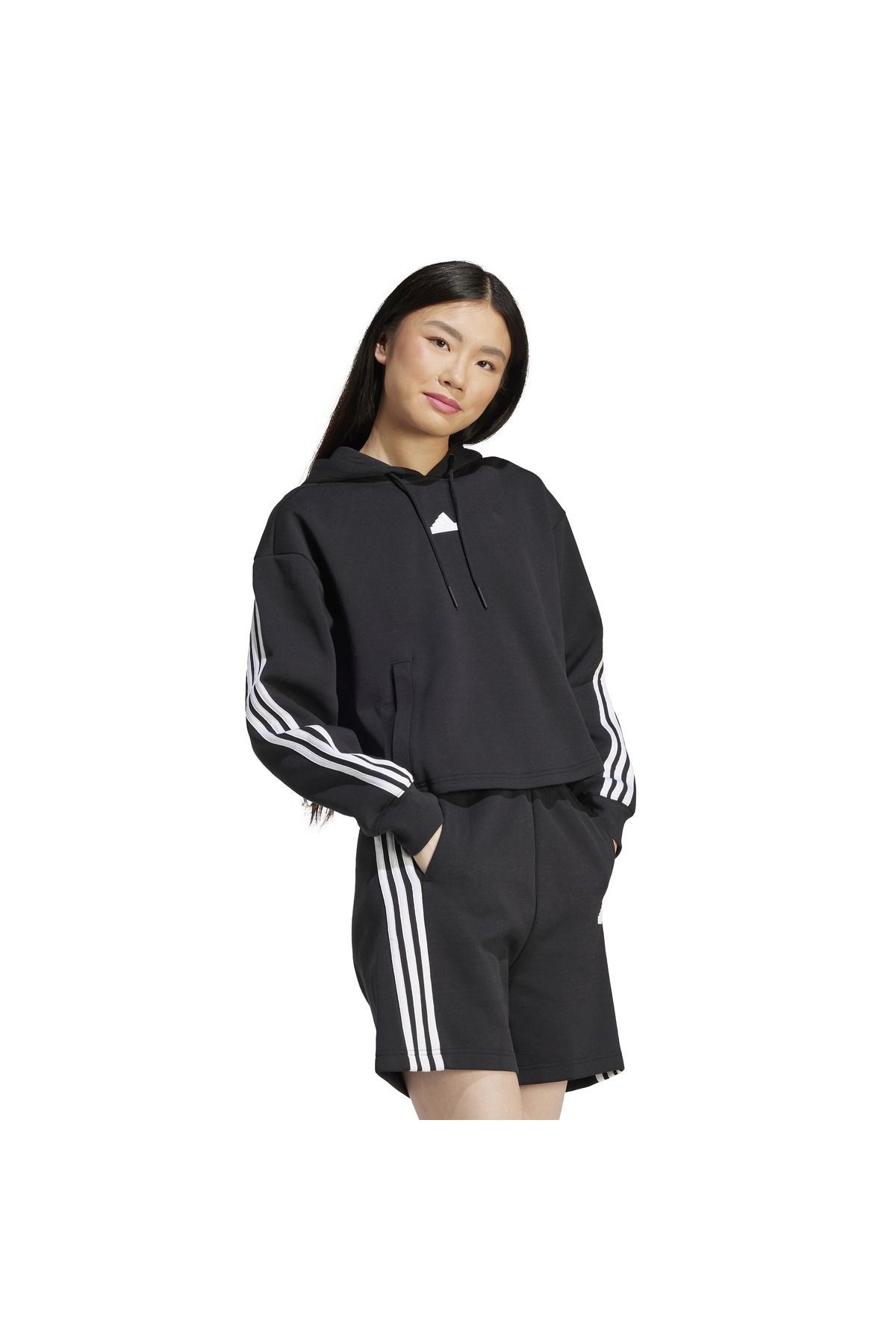 Adidas W FI 3S OH HD Kadın Siyah Sweatshirt - IP1533