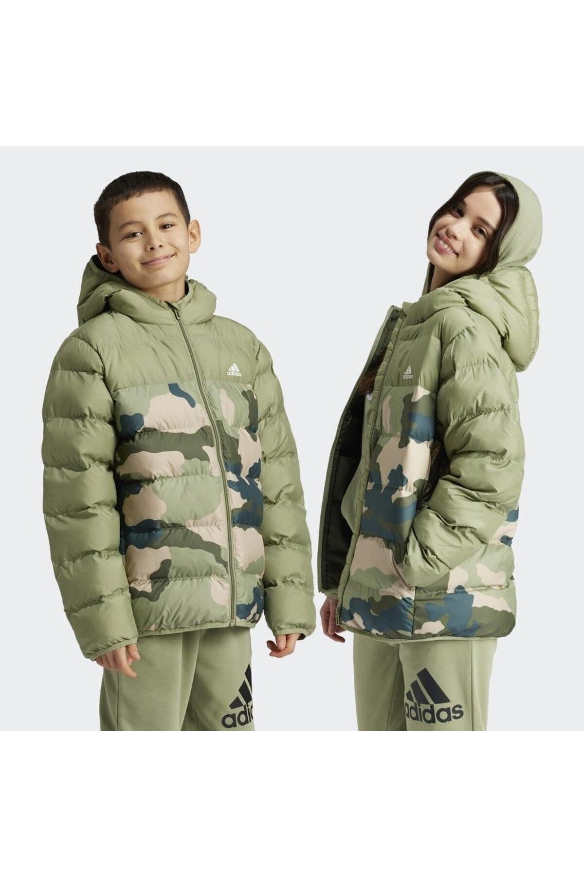 Adidas Allover Print Çocuk Yeşil Mont