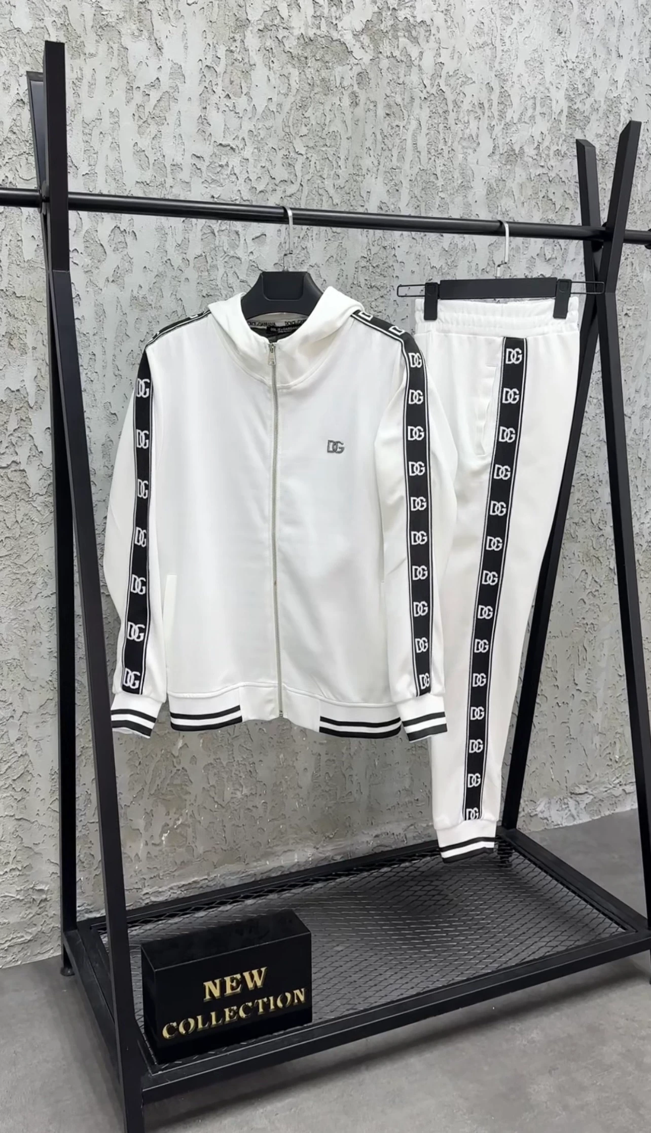 DG Şeritli Eşofman Takım Beyaz 