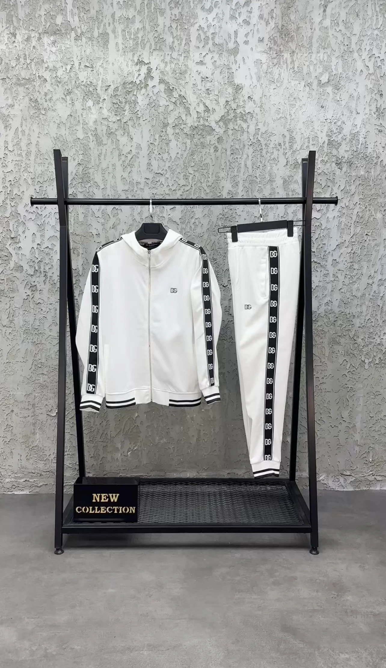 DG Şeritli Eşofman Takım Beyaz 