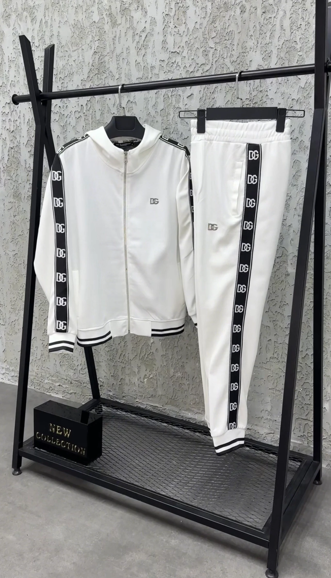 DG Şeritli Eşofman Takım Beyaz 