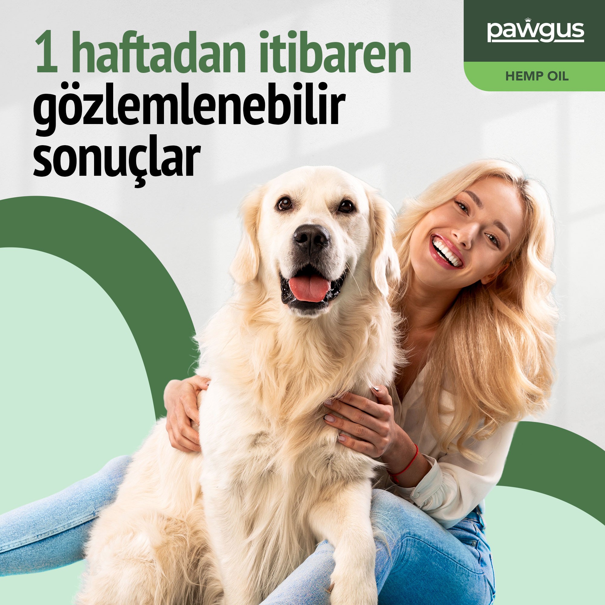 Pawgus Kenevir Yağ Kedi Köpek Sakinleştirici - Stress, Hiperaktivte, Artrit, Nöbet, Iştah, Uyku Takviyesi