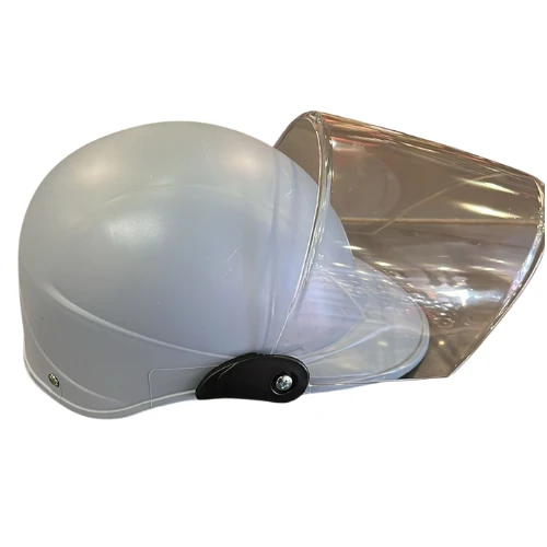 Motosiklet Baret Kaskı Jokey Kask Yarım Açık Camlı Mat Gri