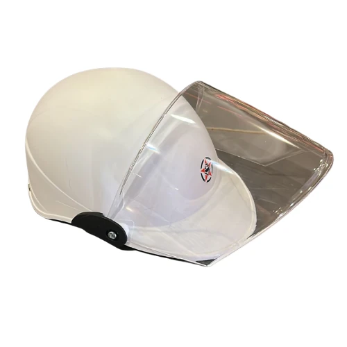 Motosiklet Baret Kaskı Jokey Kask Yarım Açık Camlı Mat Beyaz