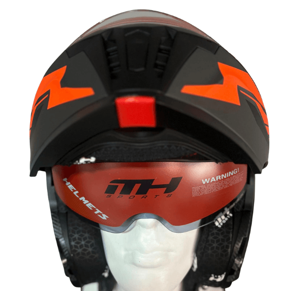 MH Sports Çene Açılır Gri Turuncu Kask M Beden