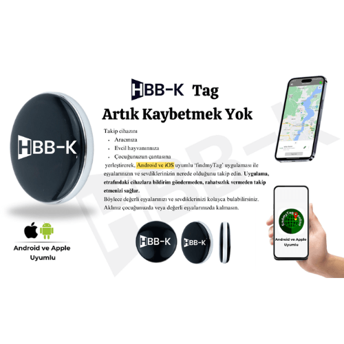 HBB-K PLUS TAG IOS & Android Uyumlu Airtag Akıllı GPS Takip Cihazı Siyah