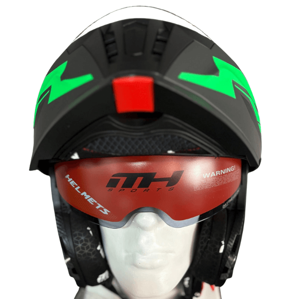 MH Sports Çene Açılır Siyah Gri Yeşil Kask L Beden