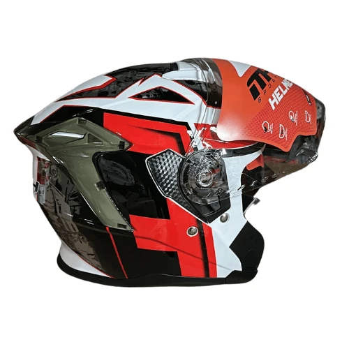 MT Helmets M Beden Yarım Kırmızı Beyaz Kask - Türkmopet