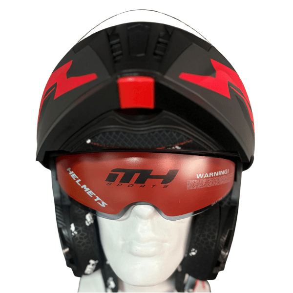 MH Sports Çene Açılır Kırmızı Siyah Kask XXL Beden
