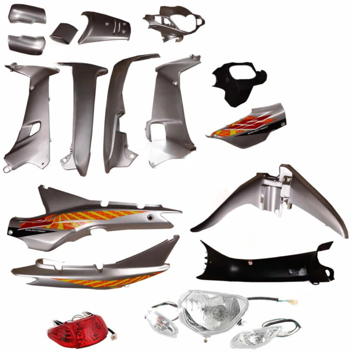 Cub Kalipso - Çelik Kaporta Seti Komple Gümüş Far + Stop + Sinyal Dahil