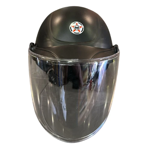 Motosiklet Baret Kaskı Jokey Kask Yarım Açık Camlı Mat Siyah