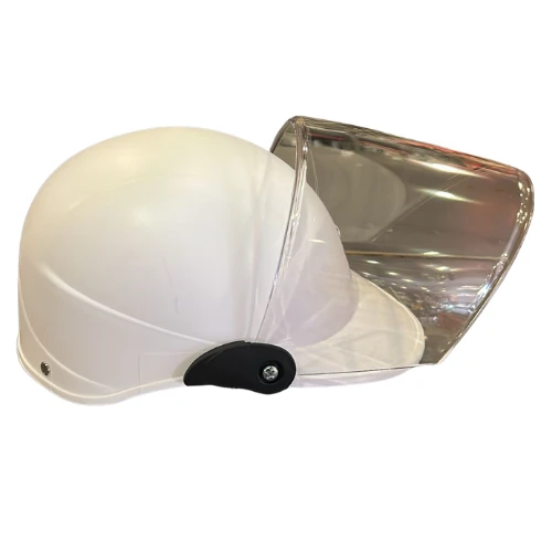 Motosiklet Baret Kaskı Jokey Kask Yarım Açık Camlı Mat Beyaz